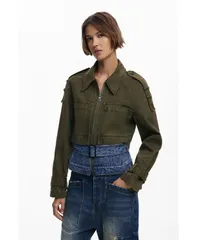 デジグアル レディース アウター ジャケット・ブルゾン パーカー Desigual Womens Combined short parka Khaki カーキのサムネイル