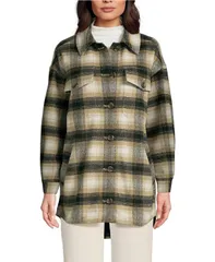 ランズエンド レディース アウター ジャケット・ブルゾン シャツ Lands End Womens Menswear Shirt Jacket Blackkhaki plaid ブラックのサムネイル