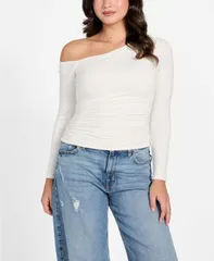 ゲス レディース トップス シャツ GUESS Womens Kassadee OffTheShoulder Top DOVE WHITE ホワイトのサムネイル