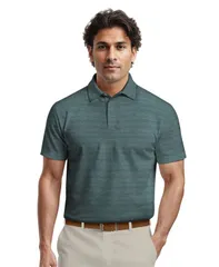 ピージーエーツアー メンズ トップス ポロシャツ PGA TOUR Menshort Sleeve Airflux Heather Golf Polo Shirt Dark Brittany Blueのサムネイル