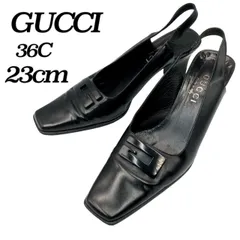 良品✤【GUCCI／グッチ】ストラップ パンプス／ミュール／サンダル　23cm (サイズ36)　GG／フォーマル／ブラック（黒）／レザー　413のサムネイル