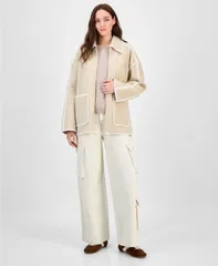 ビーシービージーマックスアズリア レディース アウター ジャケット・ブルゾン コート BCBGMAXAZRIA Womens Short Collared Zip Coat Oatmeal オートミーのサムネイル