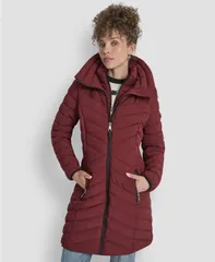 ダナ キャラン ニューヨーク レディース アウター ジャケット・ブルゾン コート DKNY Womens Bibbed Packable Puffer Coat Bordeauxのサムネイル