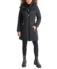 ダナ キャラン ニューヨーク レディース アウター ジャケット・ブルゾン コート DKNY Womens Bibbed Packable Puffer Coat Black ブラックのサムネイル