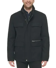コールハーン メンズ アウター ジャケット・ブルゾン ウール コート Cole Haan Mens Melton Wool MultiPocket Field Coat Black ブラックのサムネイル