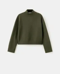 マンゴ レディース アウター ニット・セーター MANGO Womens Button PerkinsNeck Sweater Khaki カーキのサムネイル
