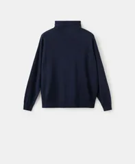 マンゴ レディース アウター ニット・セータートルネック ドレープ MANGO Womens Draped Turtleneck Sweater Navy ネイビーのサムネイル
