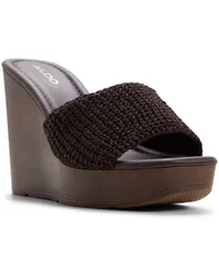 アルド レディース シューズ スリッポン・ローファー サンダル ALDO Womens Grounded SlipOn Wedge Sandals Dark Brown Crochet ブラウンのサムネイル