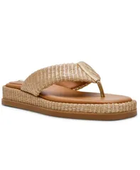 スティーブ マデン レディース シューズ スリッポン・ローファー サンダル Steve Madden Womens Bella Flatform SlipOn Thong Sandals Gold Rのサムネイル
