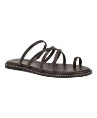 ナインウェスト レディース シューズ スリッポン・ローファー サンダル Nine West Womens Digen Strappy Toe Loop Flat SlipOn Sandals Darkのサムネイル