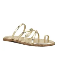 ナインウェスト レディース シューズ スリッポン・ローファー サンダル Nine West Womens Digen Strappy Toe Loop Flat SlipOn Sandals Goldのサムネイル