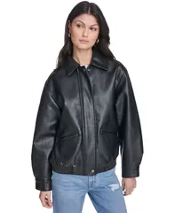 リーバイス レディース アウター ジャケット・ブルゾン レザー フェイクレザー Levis Womens Faux LeatherelaxedFit Bomber Jacket Black ブラックのサムネイル