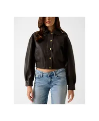 ゲス レディース アウター ジャケット・ブルゾン クロップド GUESS Womens Clelia Cropped Jacket Chocolate Brownie Multi チョコレートのサムネイル