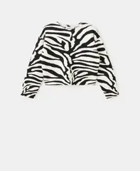 マンゴ レディース アウター ニット・セーター プリント MANGO Womens Zebra Print Knit Jumper Sweater Black ブラックのサムネイル