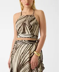 ゲス レディース トップス シャツ プリント ノースリーブ GUESS Womens Gaelle Printed Sleeveless Crop Top WILD ESCAPE PRINTのサムネイル