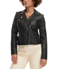 リーバイス レディース アウター ジャケット・ブルゾン アシンメトリー レザー フェイクレザー Levis Womens Classic Faux Leather Asymmetrical Motoのサムネイル