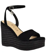 ゲス レディース シューズ サンダル プラットフォーム GUESS Womens Everly Espadrille Platform Wedge Sandals Black Suede ブラックのサムネイル