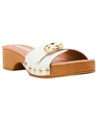 スティーブ マデン レディース シューズ スリッポン・ローファー サンダル Steve Madden Womens Fredi Wooden SlipOn Slide Sandals White Leのサムネイル