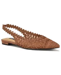 ナインウェスト レディース シューズ パンプス Nine West Womens Jovias Pointed Toe Slingback Dress Flats Brown ブラウンのサムネイル