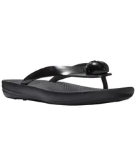 フィットフロップ レディース シューズ スリッポン・ローファー サンダル FitFlop Womens Iqushion GlossyButton SlipOn Sandals Black ブラックのサムネイル