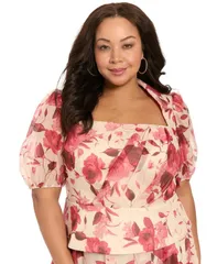 ミューズ レディース トップス シャツ プリーツ Muse Womens Pleated Square Neck Corsetop Champagne Red レッドのサムネイル
