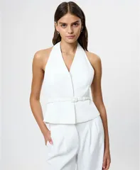 フレンチコネクション レディース トップス シャツ Vネック ホルター French Connection Womens Harry Suiting Belted Halter VNeck Top Sのサムネイル