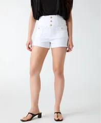 ゲス レディース ボトムス ハーフパンツ・ショーツ ショートパンツ デニム GUESS Womens Janna HighRise Denim Shorts Pure White ホワイトのサムネイル