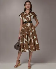 ダナ キャラン ニューヨーク レディース トップス シャツ Donna Karanew York Womens Colla red Neck Shirt Dress CognacLight Canvaのサムネイル