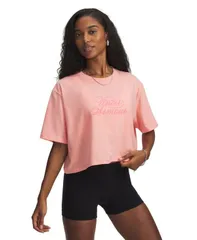 アンダーアーマー レディース トップス シャツ クルーネック Under Armour Womens Crewneck Crop Toposh Pink ピンクのサムネイル