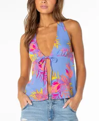 ロキシー レディース トップス シャツ Vネック プリント Roxy Womens Fairweather Printed VNeck Top Cornflowerのサムネイル