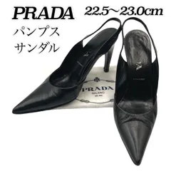 【PRADA／プラダ】パンプス／サンダル／ミュール（バックストラップ）22.5～23.0cm／ヒール8cm　レザー／ブラック（黒）722のサムネイル