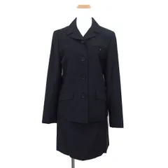 マジェスティックレゴン MAJESTIC LEGON スカートスーツ テーラード ジャケット 総裏地 ウール タイト スカート ミニ 38 黒 ブラック /NT3のサムネイル