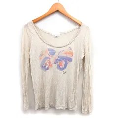 ジルスチュアート JILL STUART カットソー Tシャツ デコルテ プリント 透け感 コットン混 長袖 FR ベージュ /NT4のサムネイル