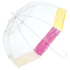Wpc. 雨傘 [ビニール傘] ドームシャイニー オフ 長傘 60cm レディース 大きい フォトジェニック 映え 透明 丈夫 キラキラ オーロラ 虹 カラフルドーム型 おしゃれ 可愛い 女性 PT-031-001 0のサムネイル
