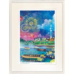 ジークレー版画 額装絵画 タツノコプロ はりたつお 昆虫物語 みなしごハッチ 「ハッチと夏の隅田川」 大全紙