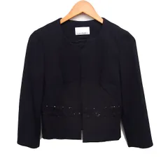エムプルミエ ブラック M-Premier BLACK ノーカラー ジャケット レース スパンコール装飾 無地 36 ブラック 黒 /FT25のサムネイル