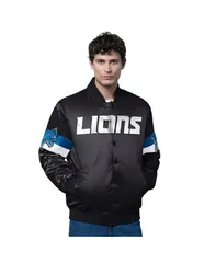 スターター メンズ アウター ジャケット・ブルゾン ジャケット Starter Mens Black Detroit Lions Triple Option FullSnap Varsity Jackのサムネイル