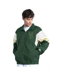 スターター メンズ アウター ジャケット・ブルゾン ジャケット Starter Mens Hunter Green Milwaukee Bucks Yard Line FullZip Jacket Hのサムネイル