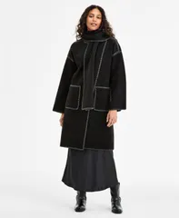 ビーシービージーマックスアズリア レディース アウター ジャケット・ブルゾン コート BCBGMAXAZRIA Womens ButtonFront EdgeStitch Scarf Coat PXXのサムネイル