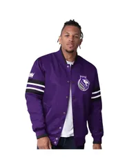 スターター メンズ アウター ジャケット・ブルゾン サテン ジャケット Starter Mens Purple Sacramento Kings Scout Varsity Satin FullSnaのサムネイル