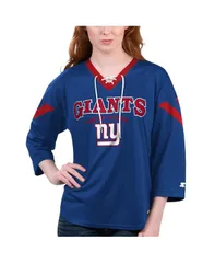 スターター レディース トップス Tシャツ レース Starter Womens Royal New York Giants Rally LaceUp 34 Sleeve Tshirt Royalのサムネイル