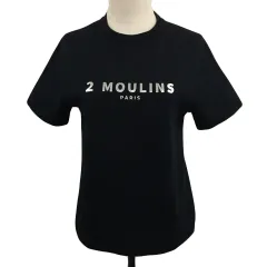 ドレステリア DRESSTERIOR カットソー Tシャツ ラウンドネック プルオーバー ロゴ プリント 半袖 38 黒 シルバー ブラックのサムネイル