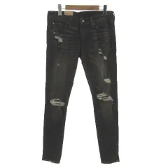 デニム&サプライ ラルフローレン DENIM & SUPPLY RALPH LAUREN ジーンズ デニム スキニー ユーズド加工 ダメージ加工 ストレッチ コットン混 ブラック系 黒系 28のサムネイル