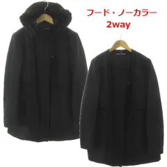 コントワーデコトニエ COMPTOIR DES COTONNIERS 中綿コート ラビットファーフード ノーカラー 2way ナイロン ウール 切替え ジップアップ ブラック 黒 38のサムネイル