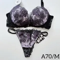 143453DPU A70/M 上下セット パープル Tバックショーツ petitmarie プチマリー パリシェ【匿名配送・送料込み・タグ付新品未使用】のサムネイル
