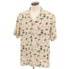 【中古】ドレステリア DRESSTERIOR レーヨン コロニアルリゾート プリント アロハ オープンカラー 半袖シャツ ベージュ【サイズXL】【メンズ】のサムネイル