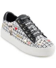 カール ラガーフェルド レディース シューズ スニーカー レース KARL LAGERFELD PARIS Womens Cate Pins LaceUp Sneakers Black White ホのサムネイル