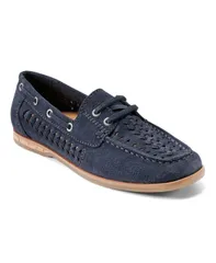 アース レディース シューズ パンプス Earth Womens Wishing Woven SlipOn Boat Shoe Navy Suede ネイビーのサムネイル