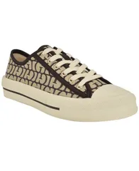 ゲス レディース シューズ スニーカー レース ロゴ GUESS Womens Carey Jacquard Logo LowTop LaceUp Sneakers Dark Brown Logo ブのサムネイル