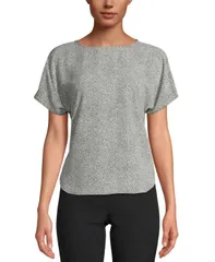アンクライン レディース トップス シャツ プリント 半袖 Anne Klein Womens Printed Boat Neck ShortSleeve Top XXSPXXL Anne Whiteのサムネイル